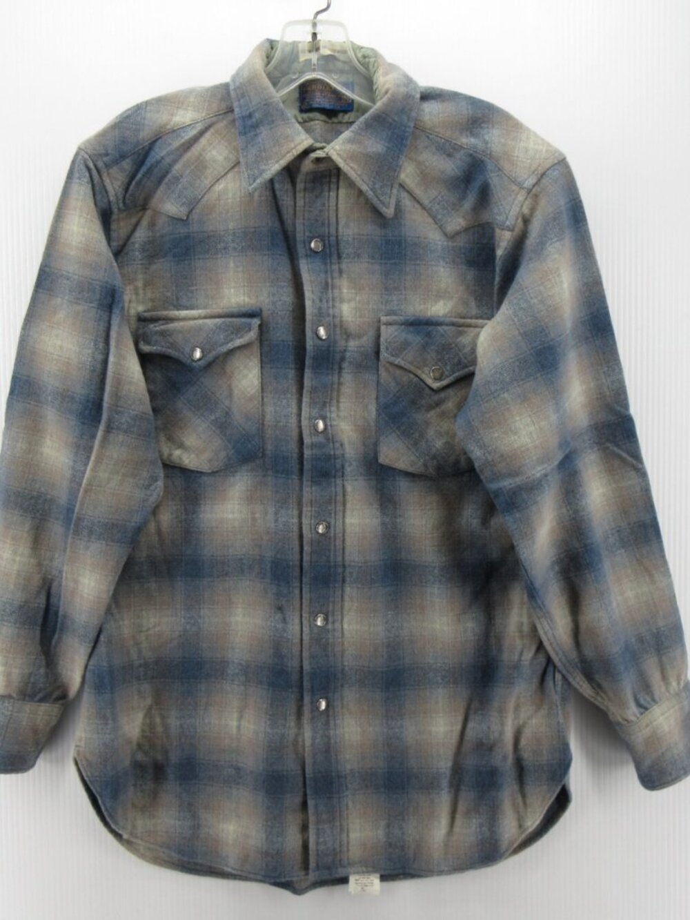 Vtg Pendleton Shirt Medium Wool Flannel Shadow Plaid High Grade Western *